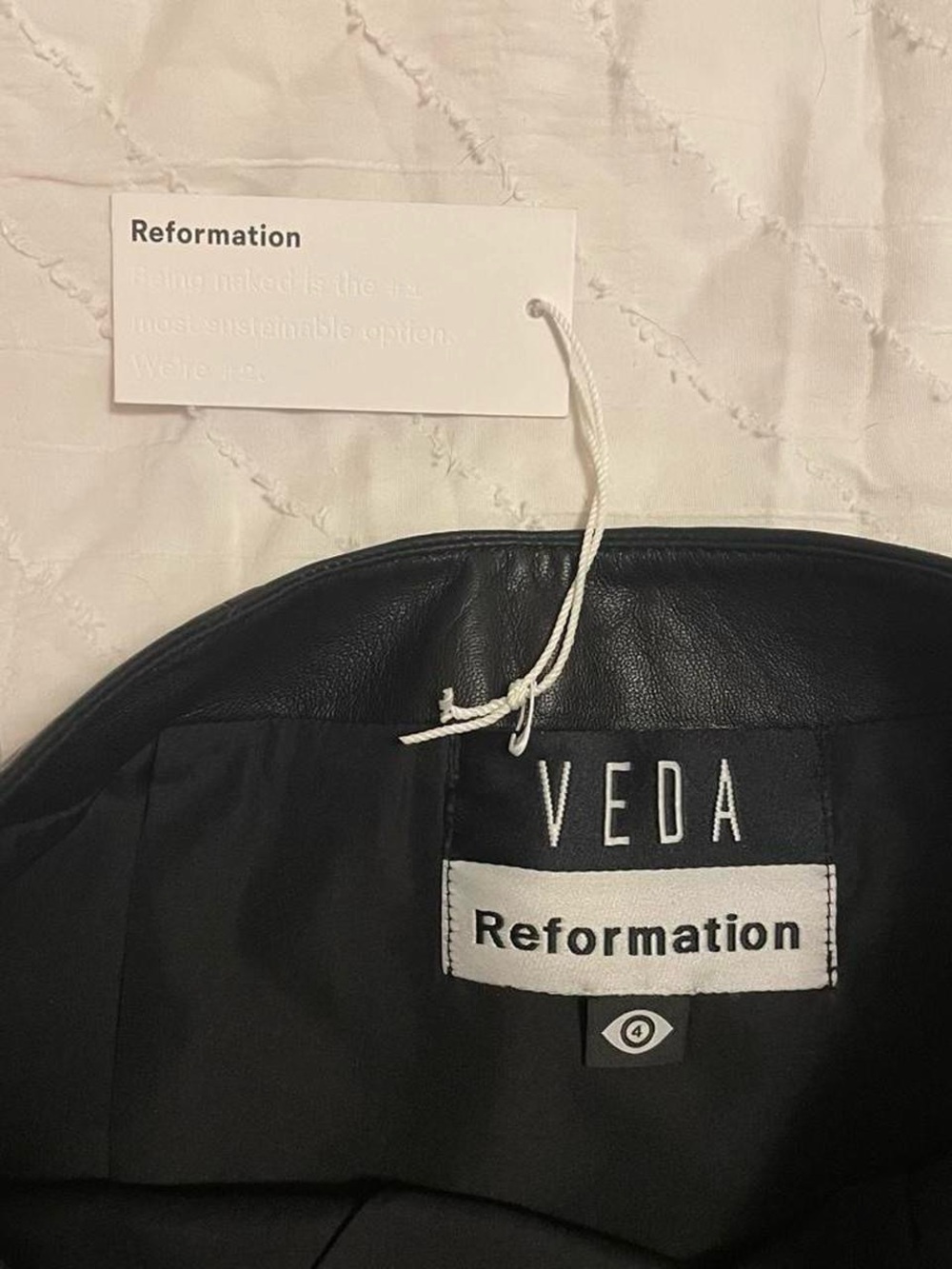 🖤 REFORMATION x VEDA • NWT, Margie Genuine Leather Mini Skirt - Picture 9 of 13